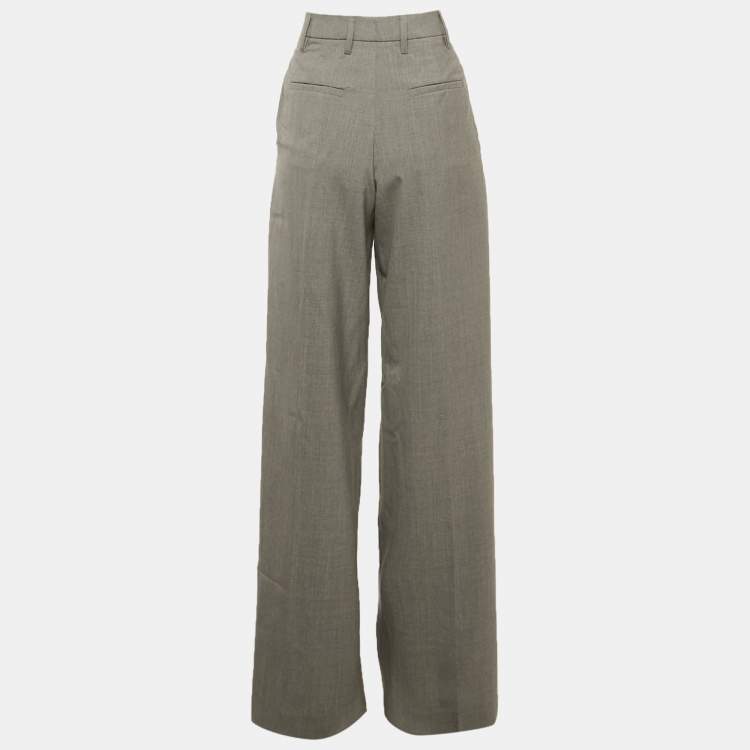 مملوكة مسبقًا Prada Grey Wool Pleated Formal Trousers XS