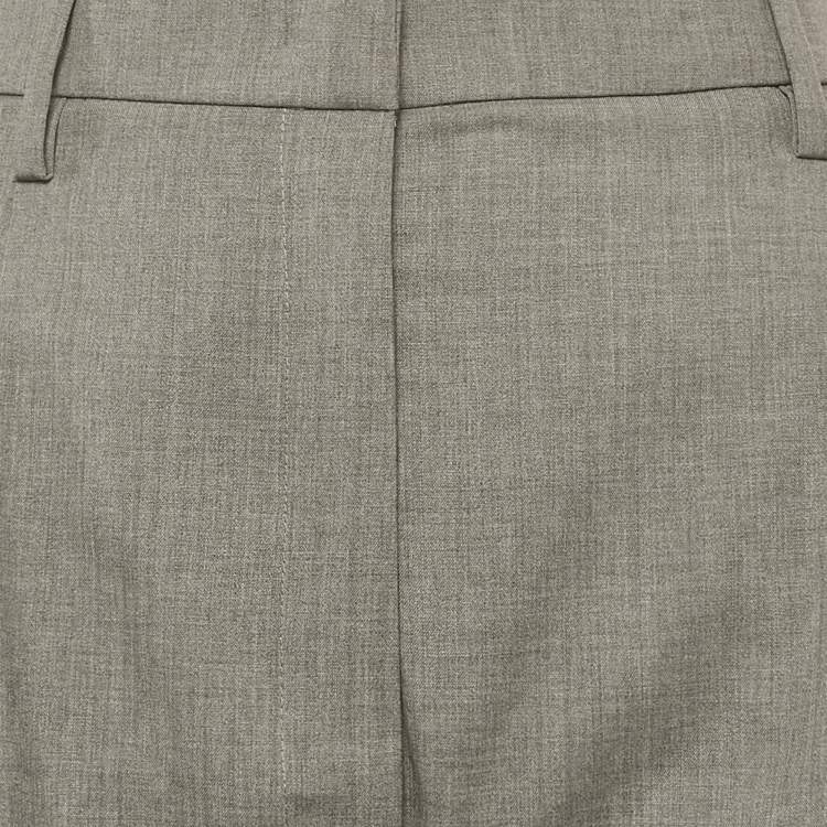 مملوكة مسبقًا Prada Grey Wool Pleated Formal Trousers XS