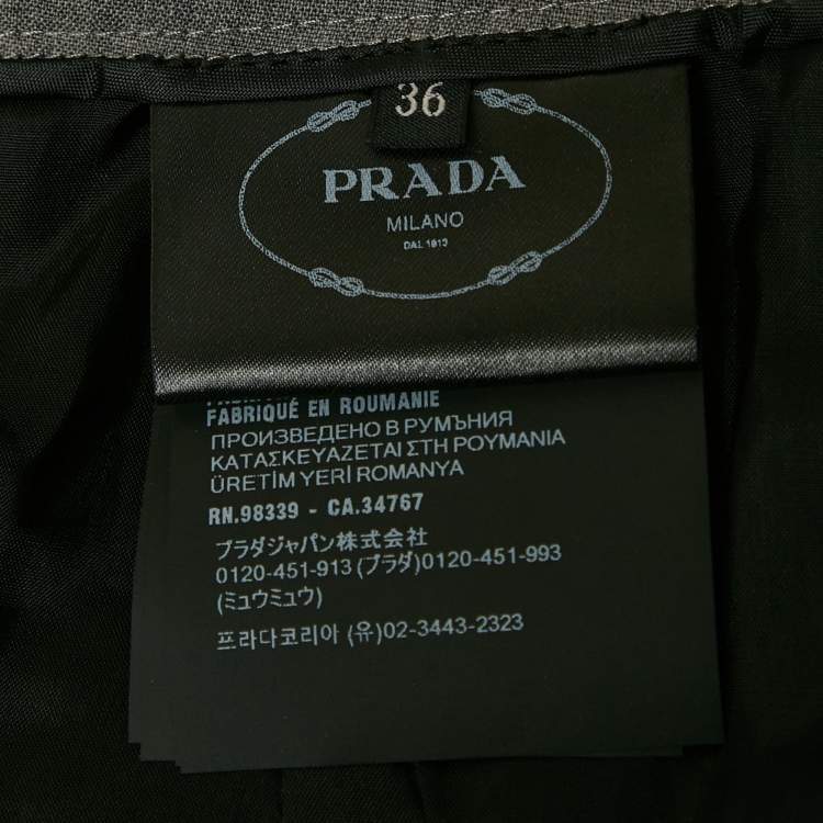 مملوكة مسبقًا Prada Grey Wool Pleated Formal Trousers XS