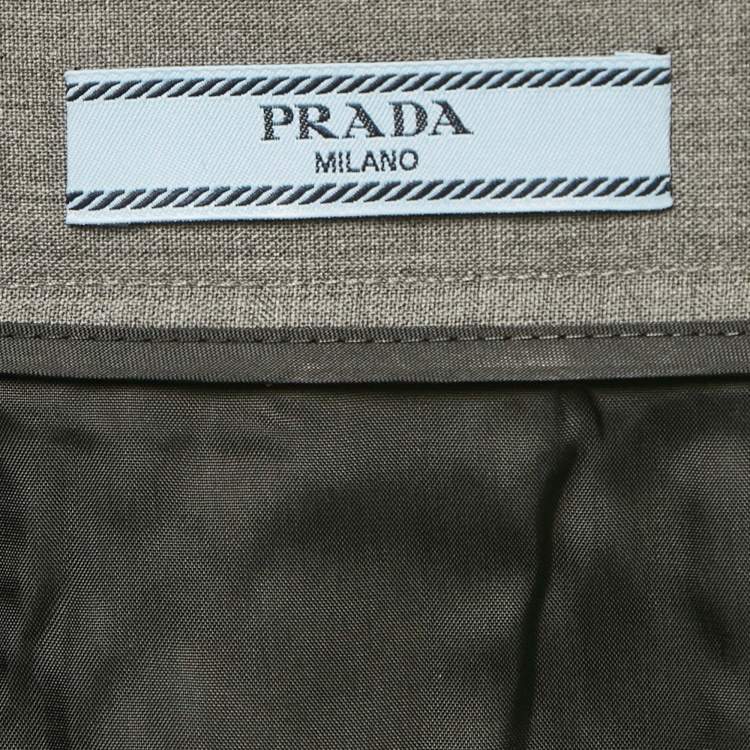 مملوكة مسبقًا Prada Grey Wool Pleated Midi Skirt XS