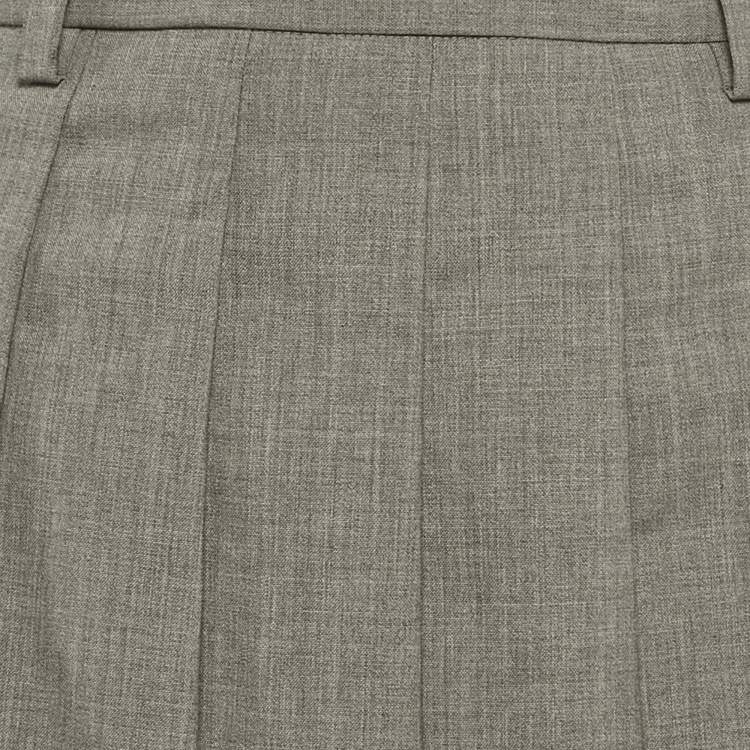 مملوكة مسبقًا Prada Grey Wool Pleated Midi Skirt XS