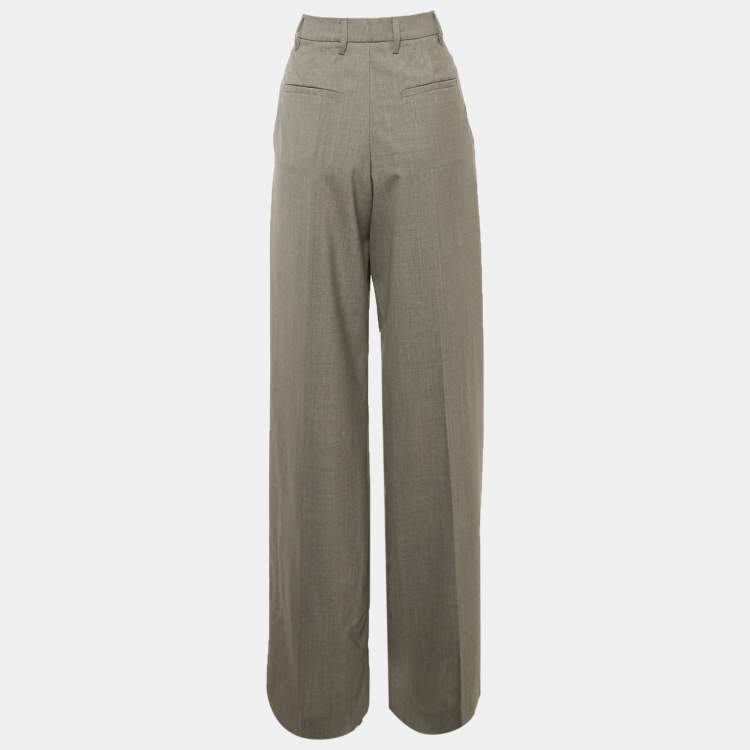 Pre Owned Prada Grey Wool Pleated Trousers S
