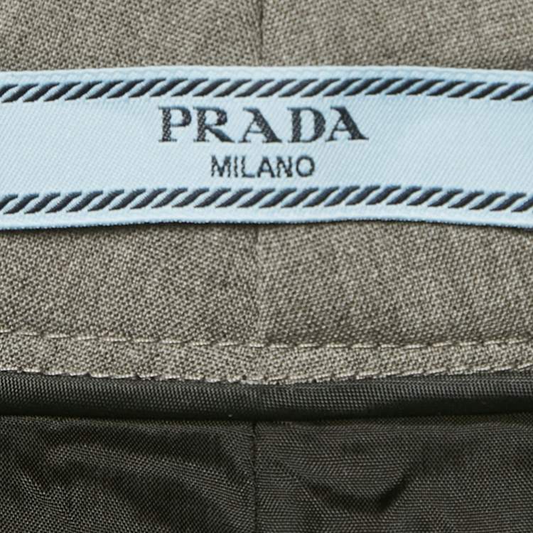 Pre Owned Prada Grey Wool Pleated Trousers S