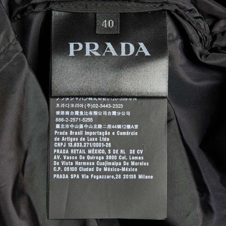 Pre Owned Prada Black Nylon Pleat Detail Hooded Jacket S