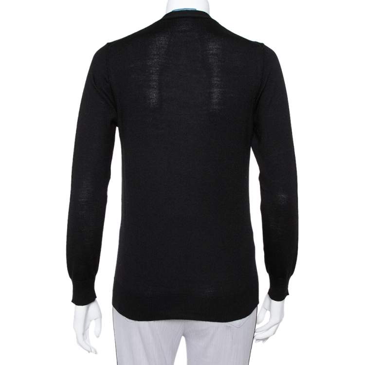 Pre Owned Prada Black Wool Button Front Cardigan XS