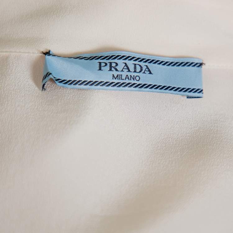 Pre Owned Prada Cream Silk Button Front Shirt M