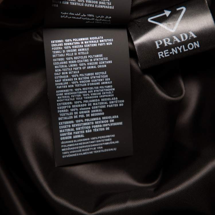 Pre Owned Prada Black Synthetic Logo Embossed Patch Pocket Detail Oversized Slip Dress S