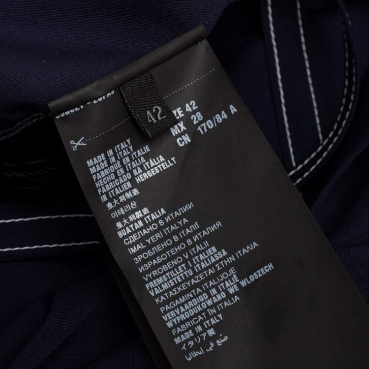 Pre Owned Prada Navy Blue Wool Sleeveless Midi Dress M 