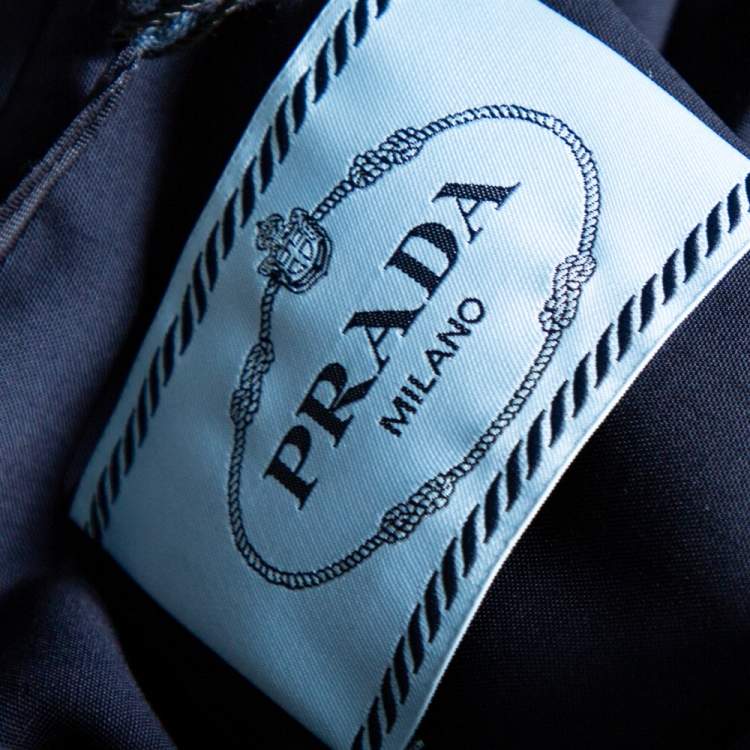 Pre Owned Prada Navy Blue Wool Sleeveless Midi Dress M 
