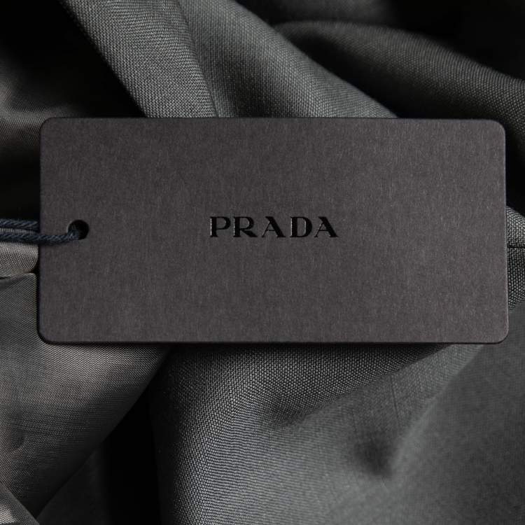 Pre Owned Prada Grey Mohair Wool Double-Slit Pencil Skirt S
