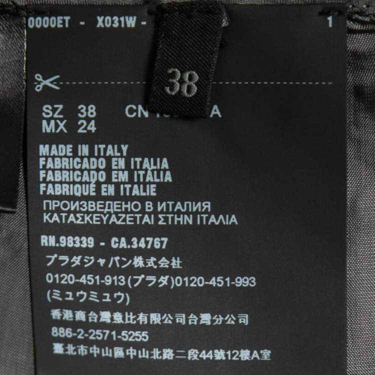 Pre Owned Prada Grey Mohair Wool Double-Slit Pencil Skirt S