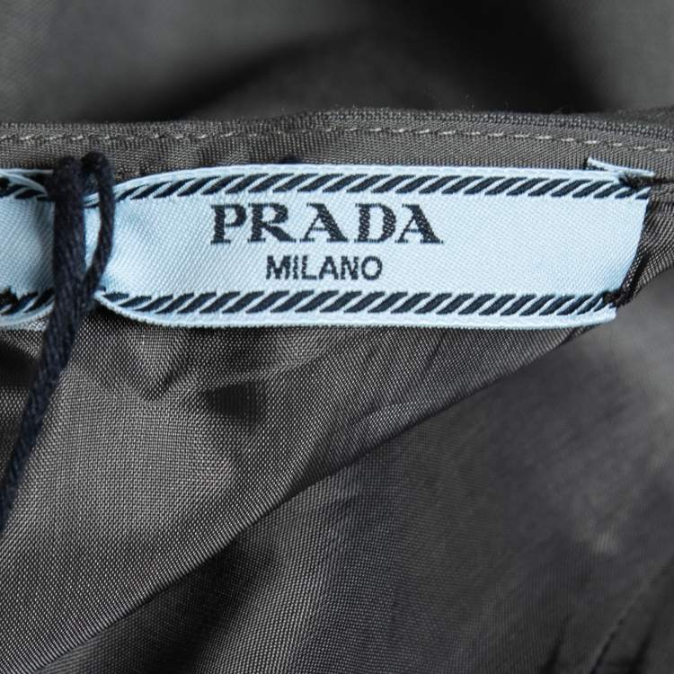 Pre Owned Prada Grey Mohair Wool Double-Slit Pencil Skirt S