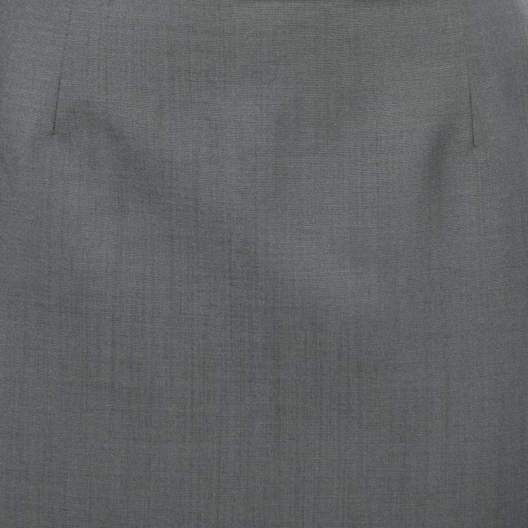Pre Owned Prada Grey Mohair Wool Double-Slit Pencil Skirt S