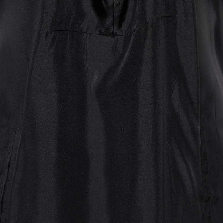 Pre Owned Prada Black Silk Satin Collared Shift Dress L