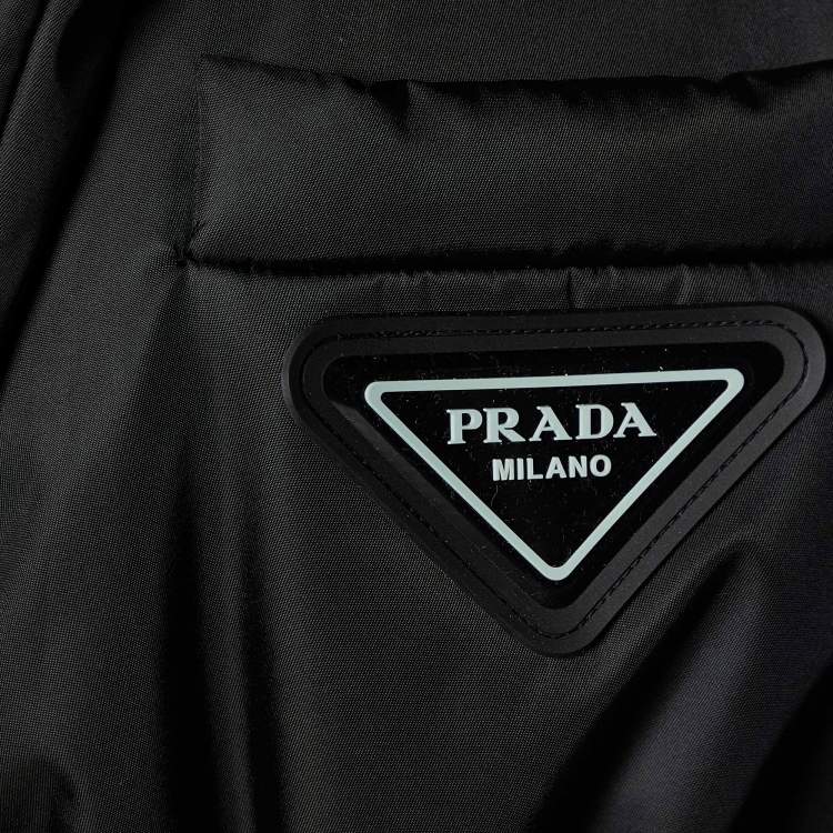 Pre Owned Prada Black Re-Nylon Gabardine Belted Puffer Jacket S