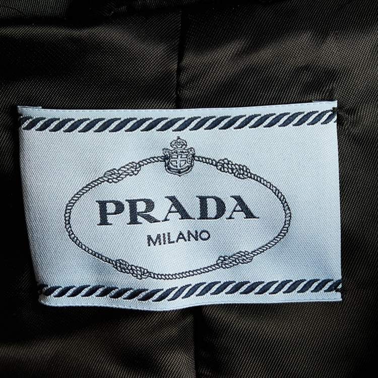 Pre Owned Prada Black Re-Nylon Gabardine Belted Puffer Jacket S