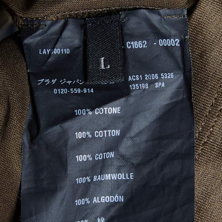 Pre Owned Prada Brown Cotton Knit V-Neck t-Shirt L