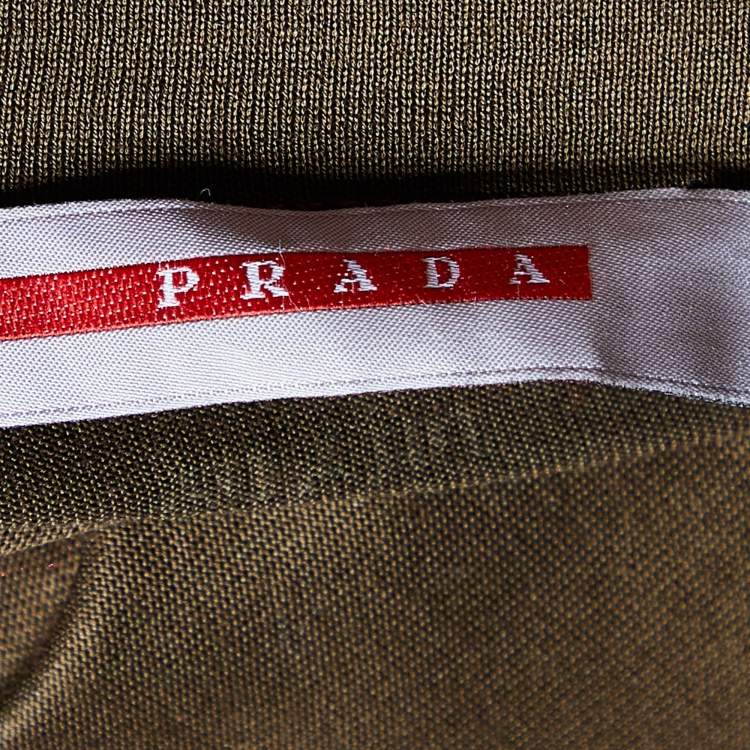 Pre Owned Prada Brown Cotton Knit V-Neck t-Shirt L