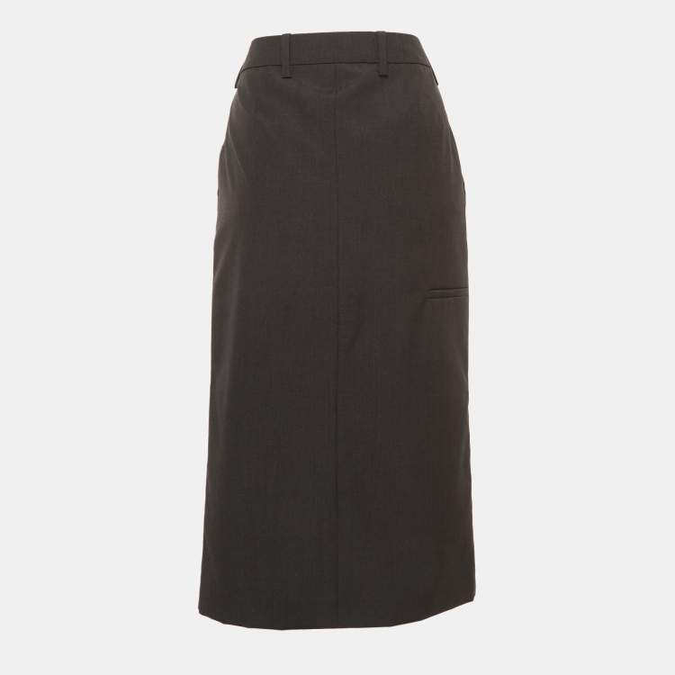 مملوكة مسبقًا Prada Grey Mohair Pencil Skirt S