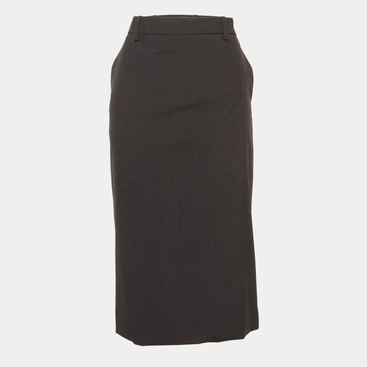 مملوكة مسبقًا Prada Grey Mohair Pencil Skirt S