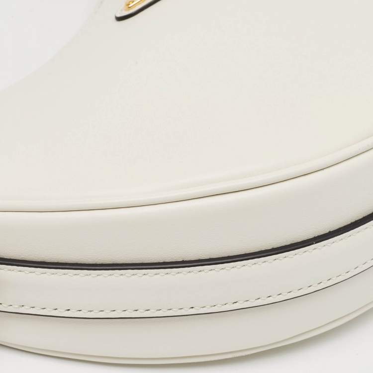 Pre Owned Prada White Leather Arqué Shoulder Bag