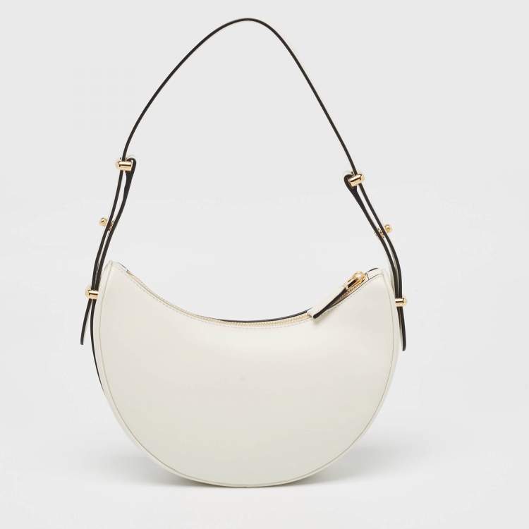 Pre Owned Prada White Leather Arqué Shoulder Bag