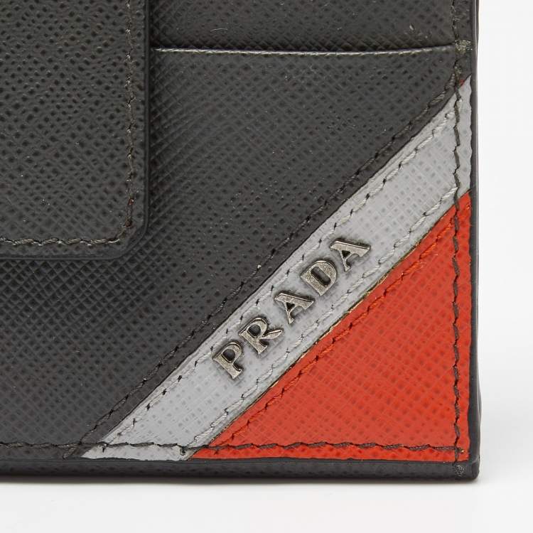 Pre Owned Prada Multicolor Saffiano Leather Bifold Card Holder