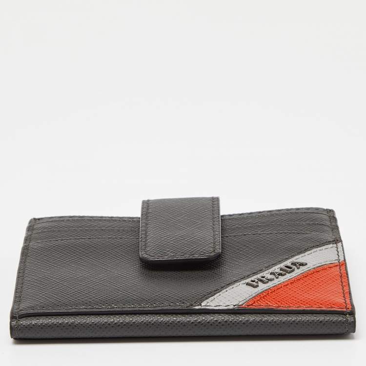 Pre Owned Prada Multicolor Saffiano Leather Bifold Card Holder