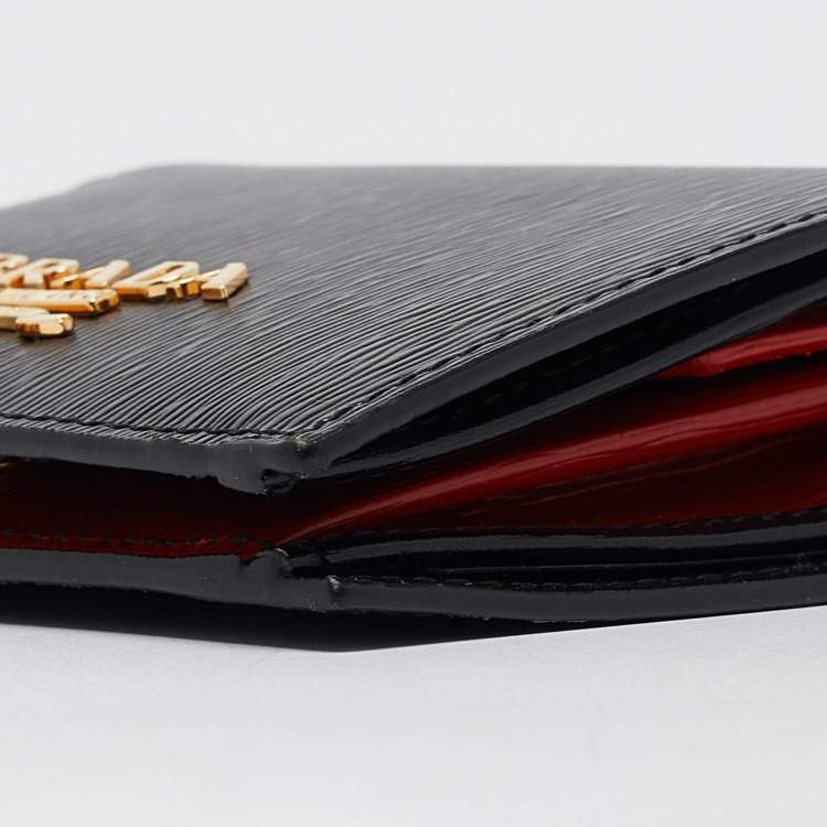 Pre Owned Prada Black/Red Vitello Move Leather Logo Bifold Compact Wallet