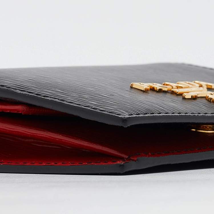 Pre Owned Prada Black/Red Vitello Move Leather Logo Bifold Compact Wallet