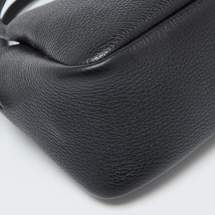 Pre Owned Prada Black Vitello Daino Soft Leather Mini Top Zip Bag