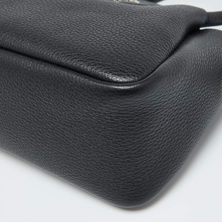 Pre Owned Prada Black Vitello Daino Soft Leather Mini Top Zip Bag