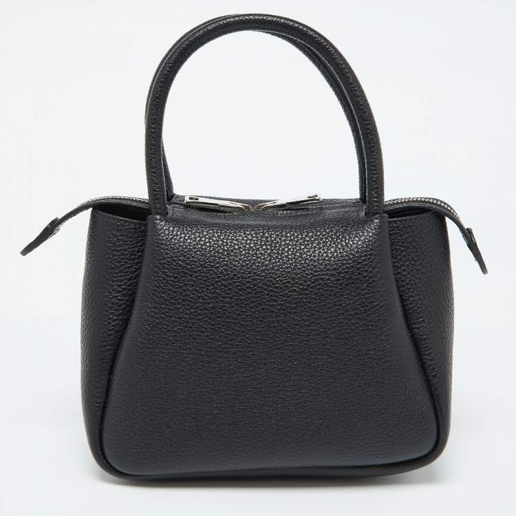 Pre Owned Prada Black Vitello Daino Soft Leather Mini Top Zip Bag