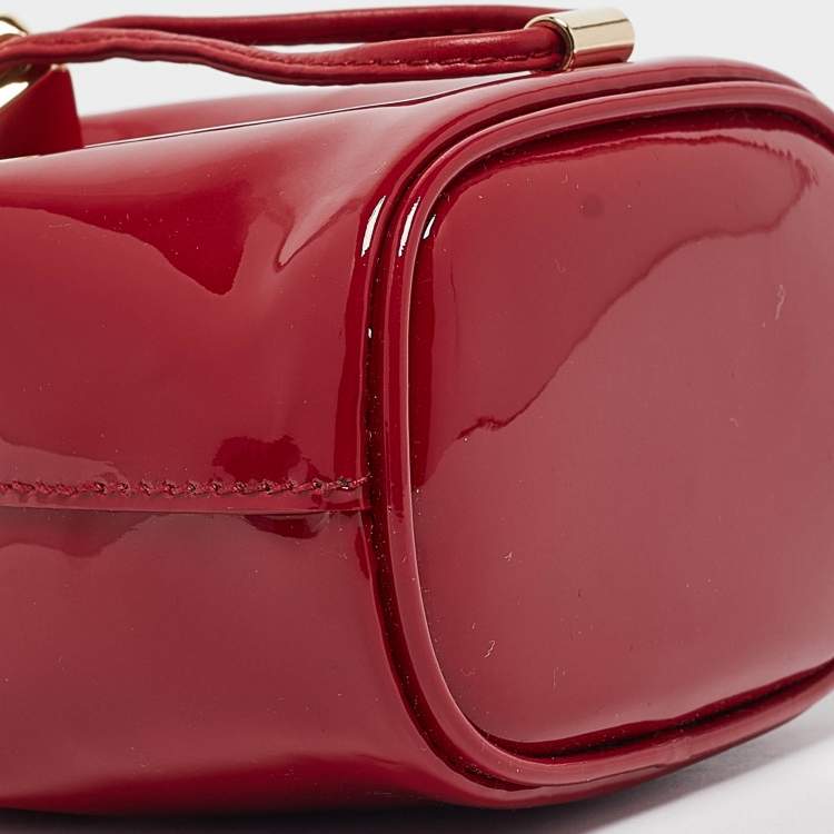 Pre Owned Prada Cherry Red Patent Leather Mini Chain Pouch