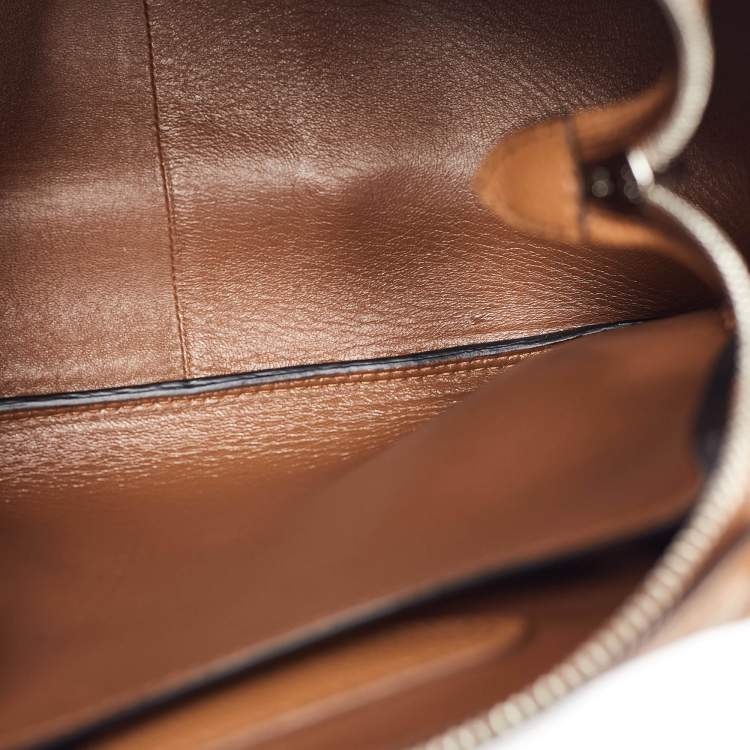 Pre Owned Prada Brown Leather Logo Embellished Mini Bag