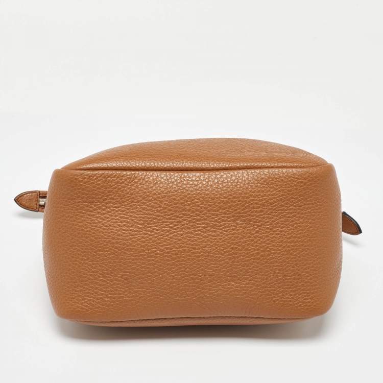 Pre Owned Prada Brown Leather Logo Embellished Mini Bag