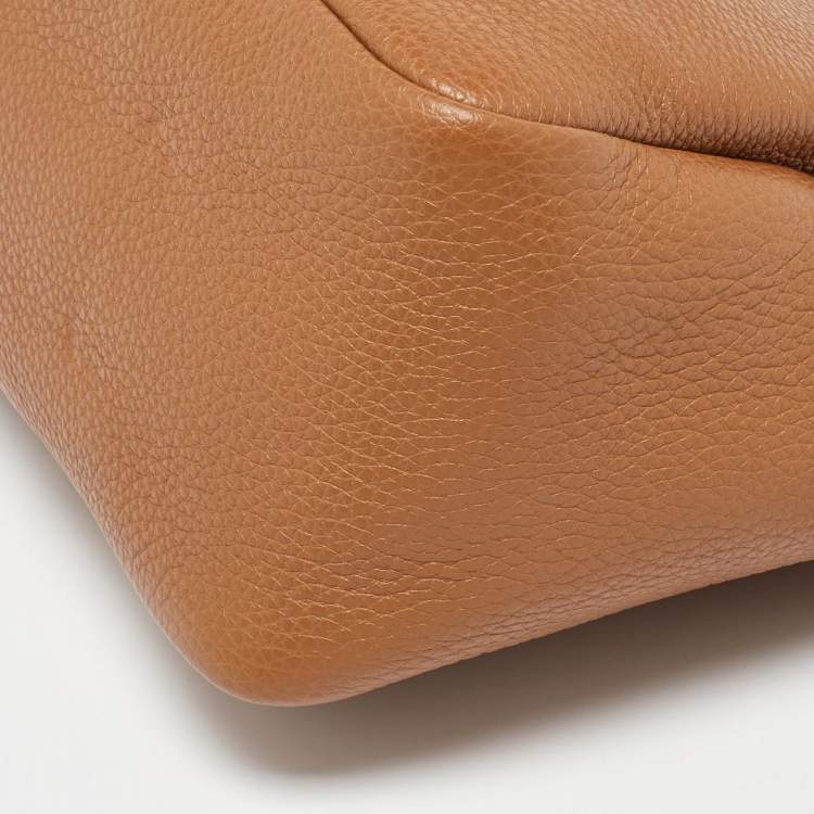 Pre Owned Prada Brown Leather Logo Embellished Mini Bag