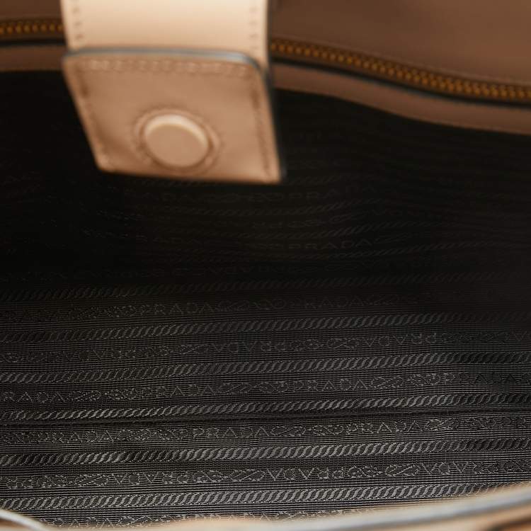 Pre Owned Prada Beige Saffiano and Soft City Leather Tote