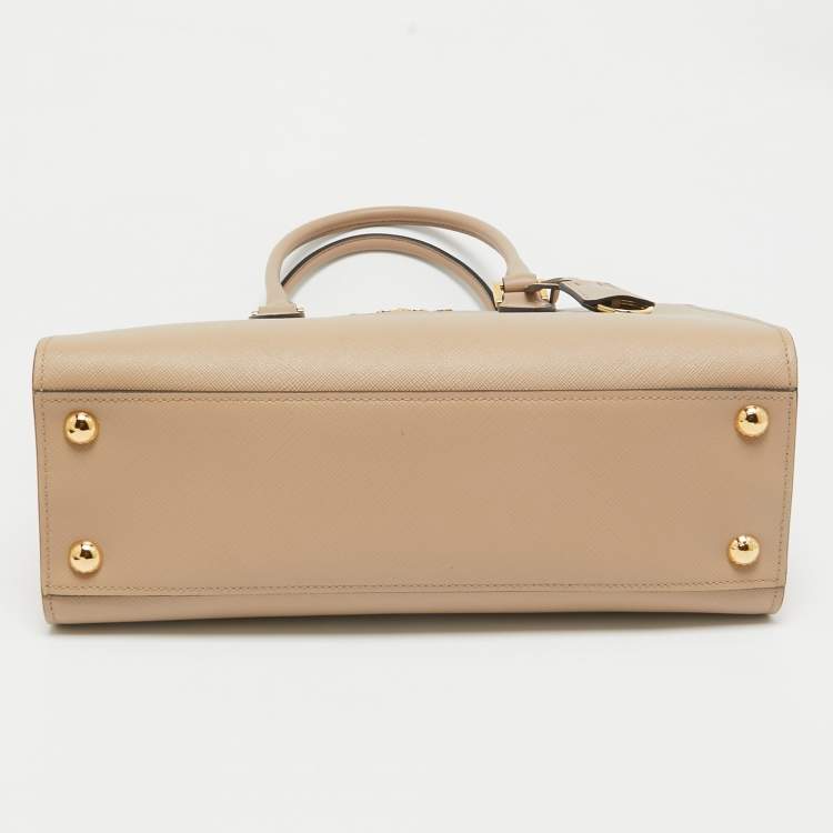 Pre Owned Prada Beige Saffiano and Soft City Leather Tote