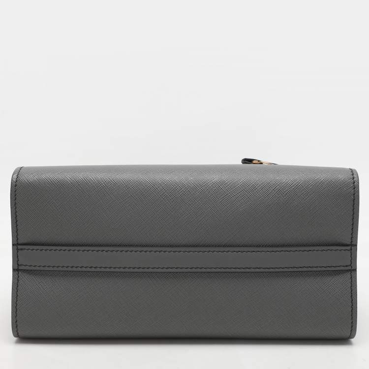Pre Owned Prada Grey Saffiano and City Leather Paradigme Tote