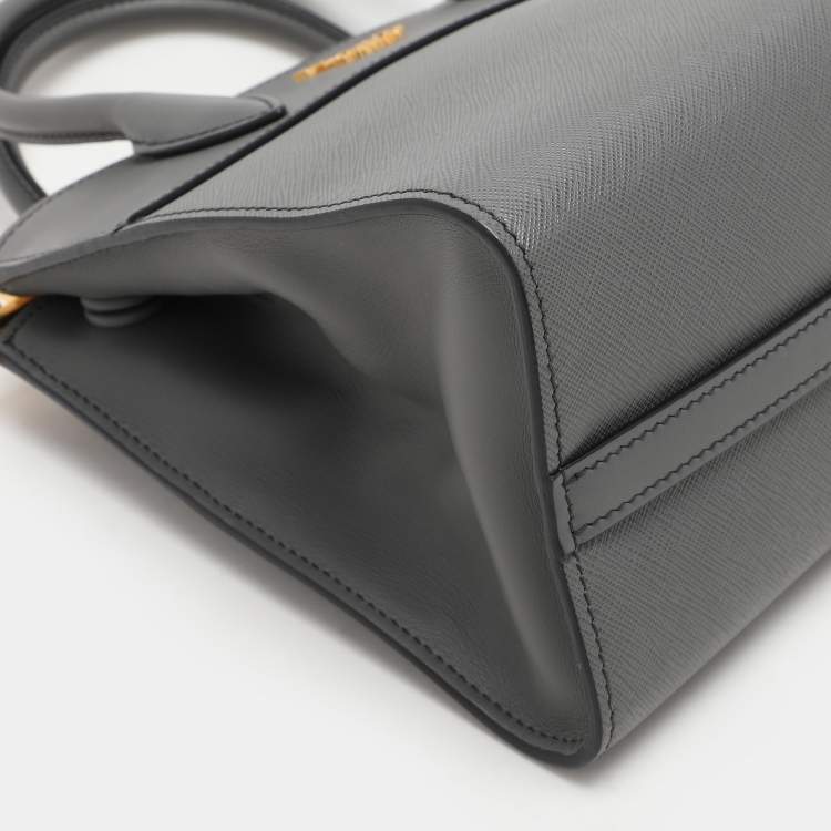 Pre Owned Prada Grey Saffiano and City Leather Paradigme Tote