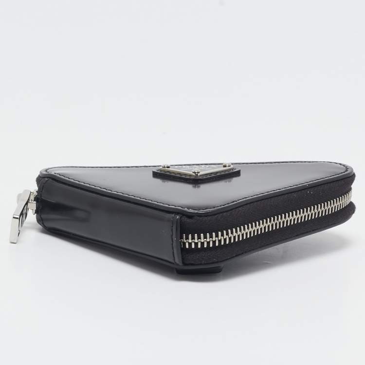 Pre Owned Prada Black Leather Triangle Pouch