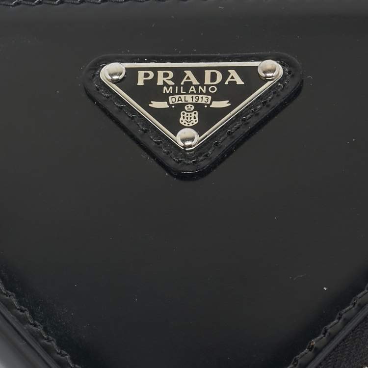 Pre Owned Prada Black Leather Triangle Pouch