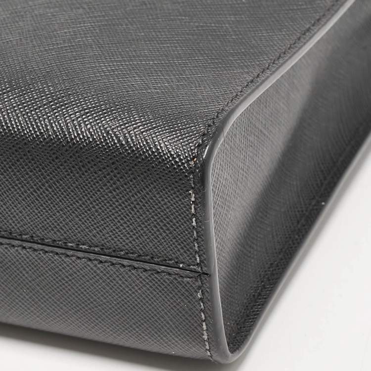 Pre Owned Prada Black Saffiano Leather Mini Tote