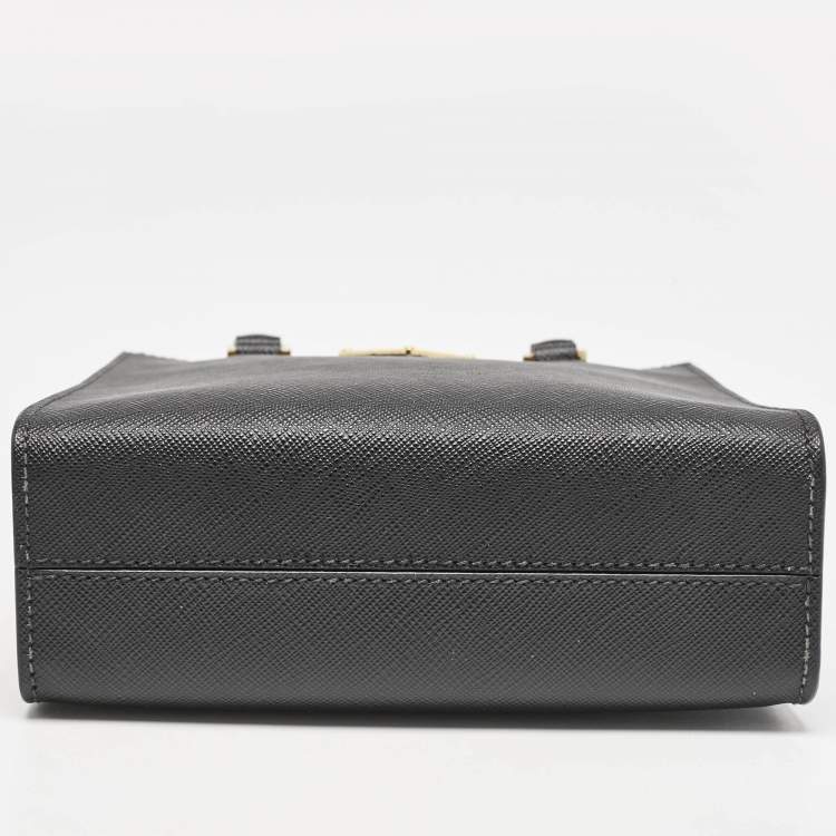 Pre Owned Prada Black Saffiano Leather Mini Tote