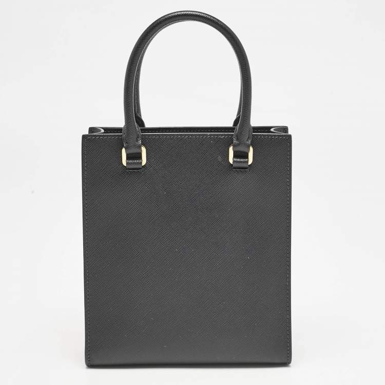 Pre Owned Prada Black Saffiano Leather Mini Tote