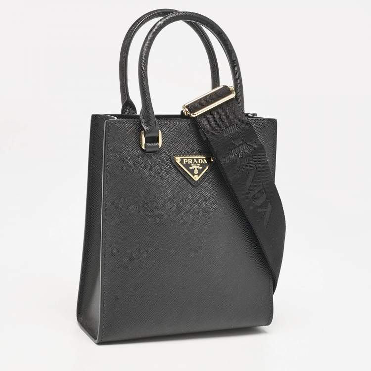 Pre Owned Prada Black Saffiano Leather Mini Tote