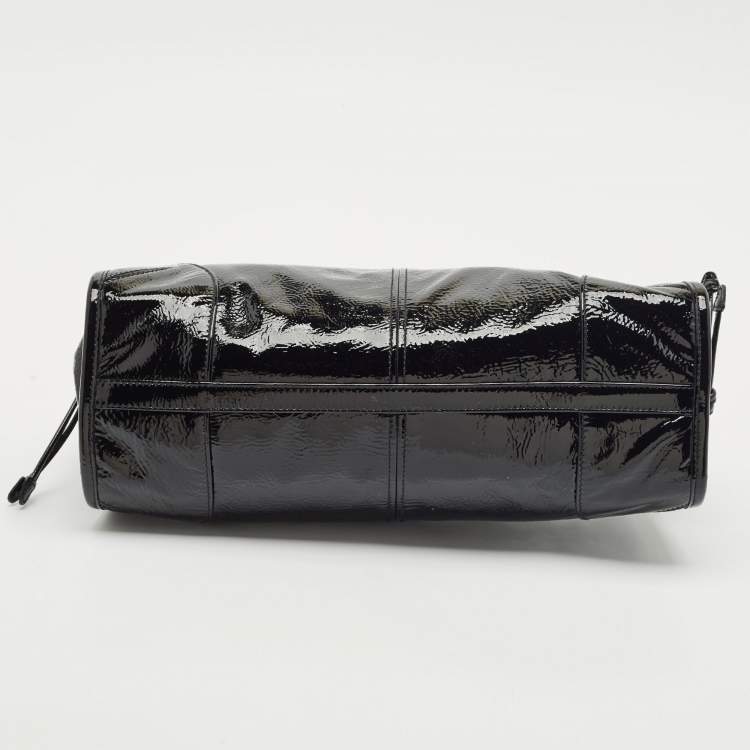 Pre Owned Prada Black Patent Leather Medium Bonnie Tote