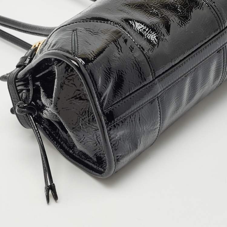 Pre Owned Prada Black Patent Leather Medium Bonnie Tote
