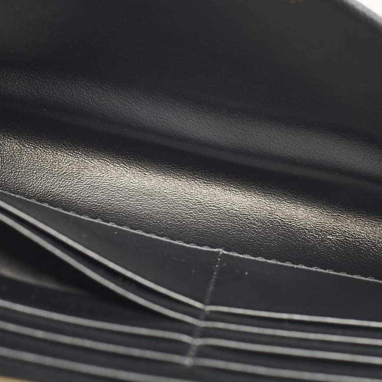 Pre Owned Prada Black Saffiano Triang Leather Envelope Chain Clutch